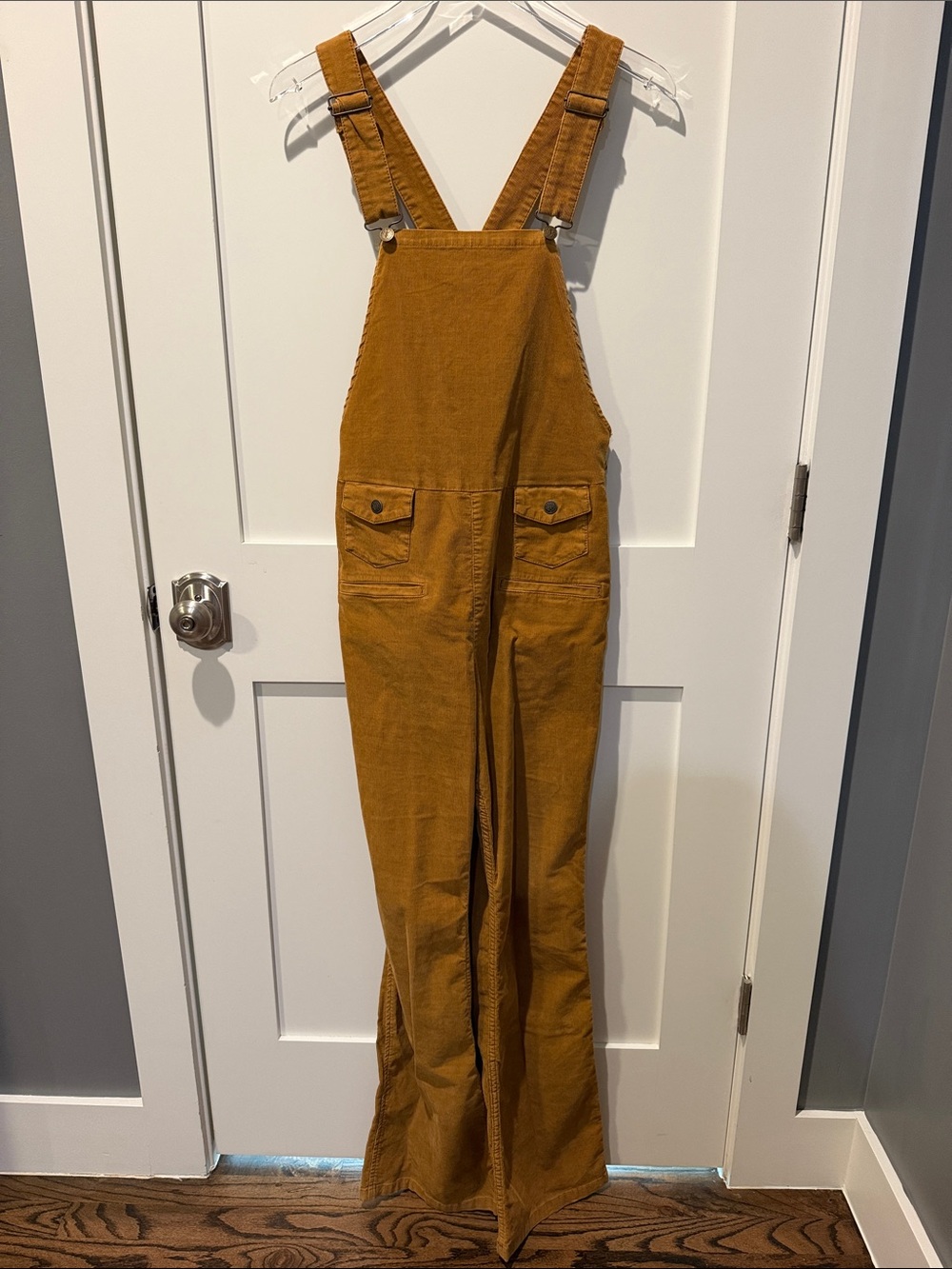 Free People Movin Away Mustard Corduroy Overalls Jumpsuit Size 30 OB519010